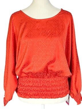 Vince Camuto Smocked Dolman Sleeve Scoop Neck Blouse Size Medium